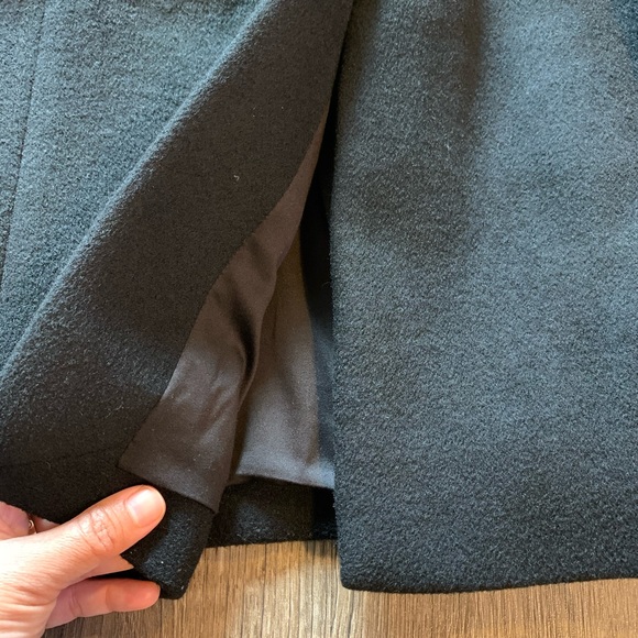 Club Monaco black  wool fur wraps around coat - Picture 9 of 15